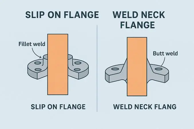 slip-on flange vs. weld neck slip-on flange vs. weld neck