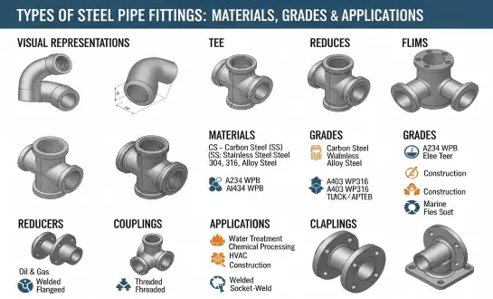 Types of Steel Pipe Fittings: Materials, Grades & Applications ...